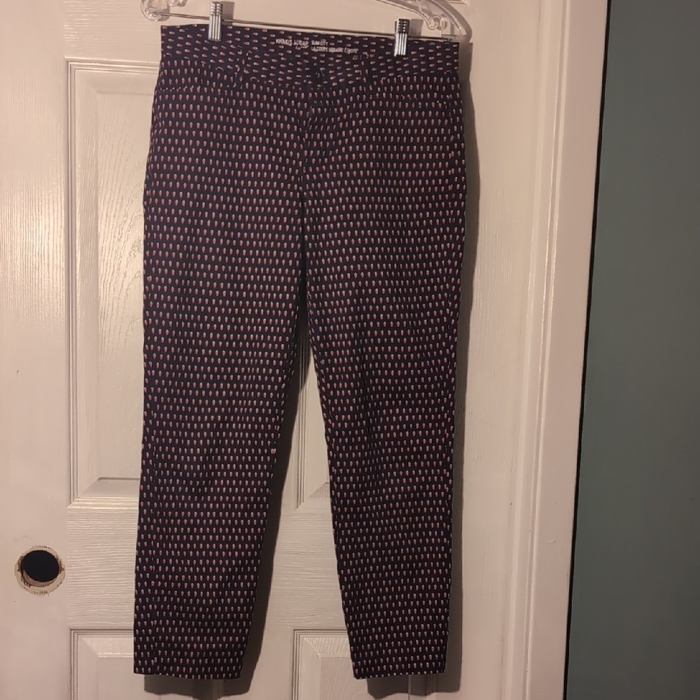 GAP Slim City Navy Patterned Cotton Pants